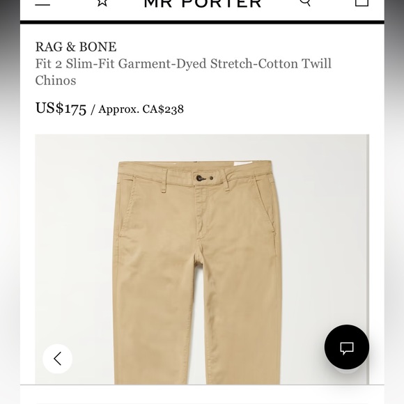 RAG & BONE Fit 2 Slim-Fit Garment-Dyed Stretch-Cotton Twill Chinos - Size 34 - Picture 5 of 14